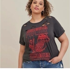 Torrid Rolling Stones Relaxed Fit Deconstructed Tunic Tee Shirt sz 00 or 10